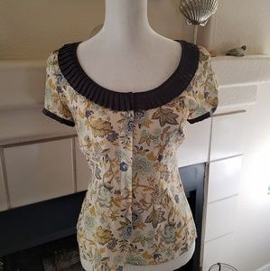 Anthropologie delicate sheer floral blouse